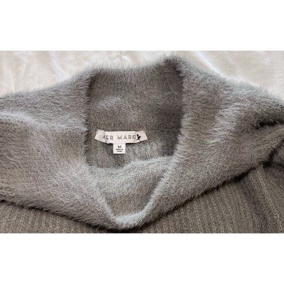 After Market Womens M Pullover Gray Sweater Long Sleeve Ribbed Cozy Fluff Finish - Picture 5 of 8